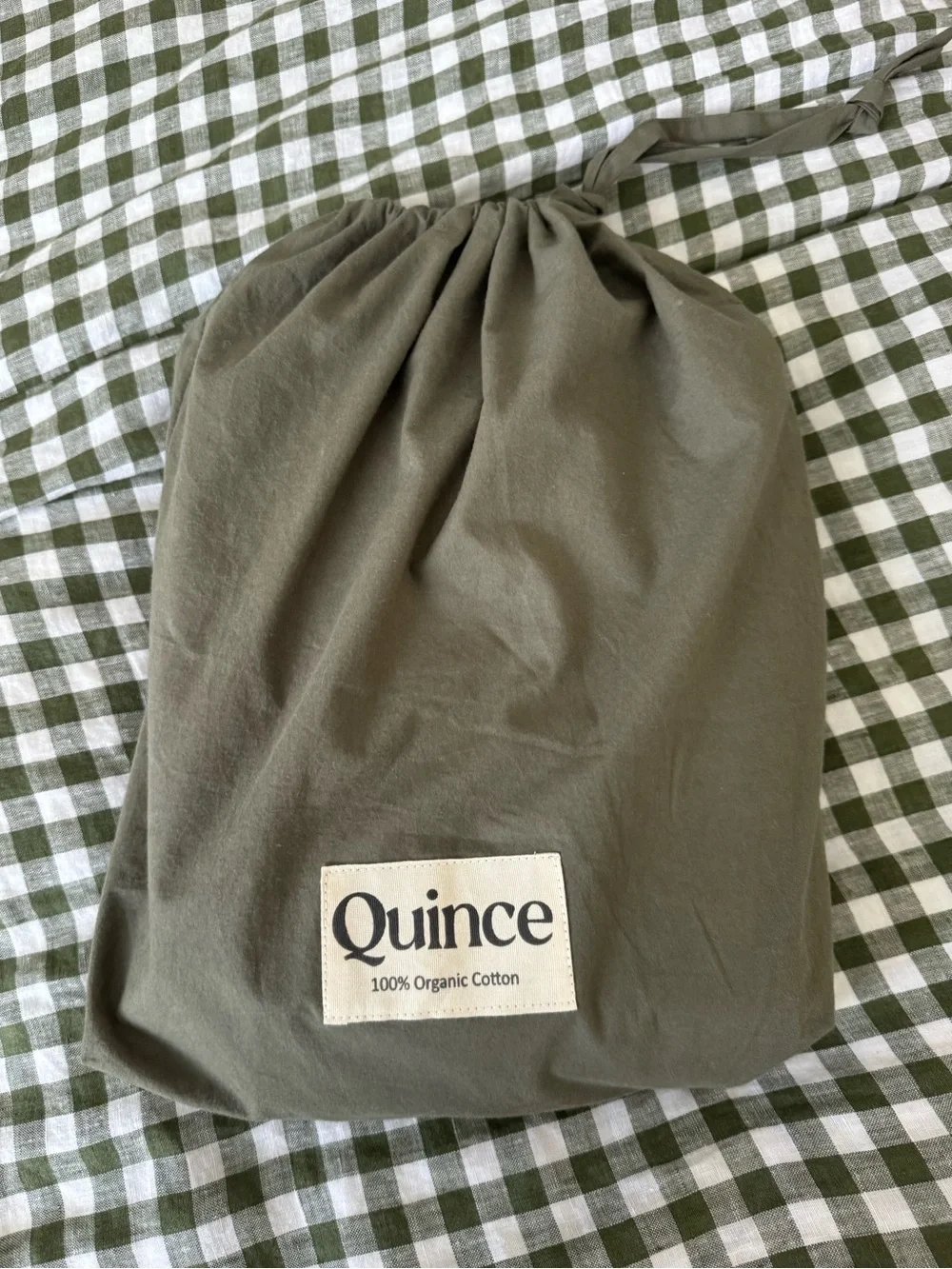 NEW Quince Organic Brushed Cotton Duvet Cover Olive Green